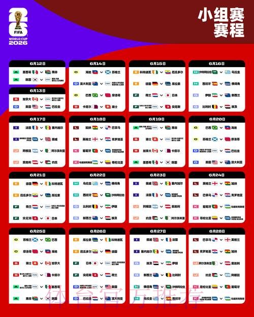 2026世界杯小组赛赛程今日实时赛程怎么查